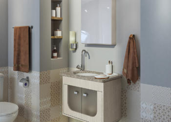 Otimize o espaço em banheiros pequenos com gabinetes compactos da gaam seu estilo de banheiro