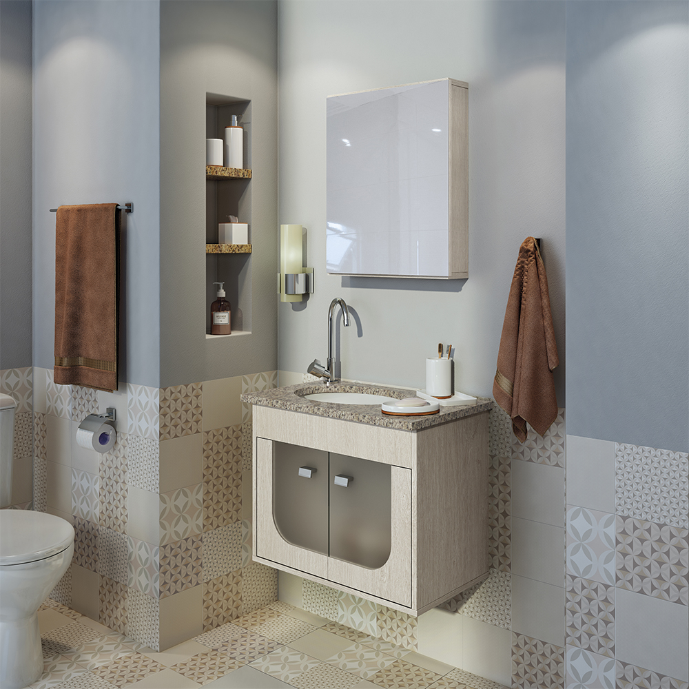 Otimize o espaço em banheiros pequenos com gabinetes compactos da gaam seu estilo de banheiro